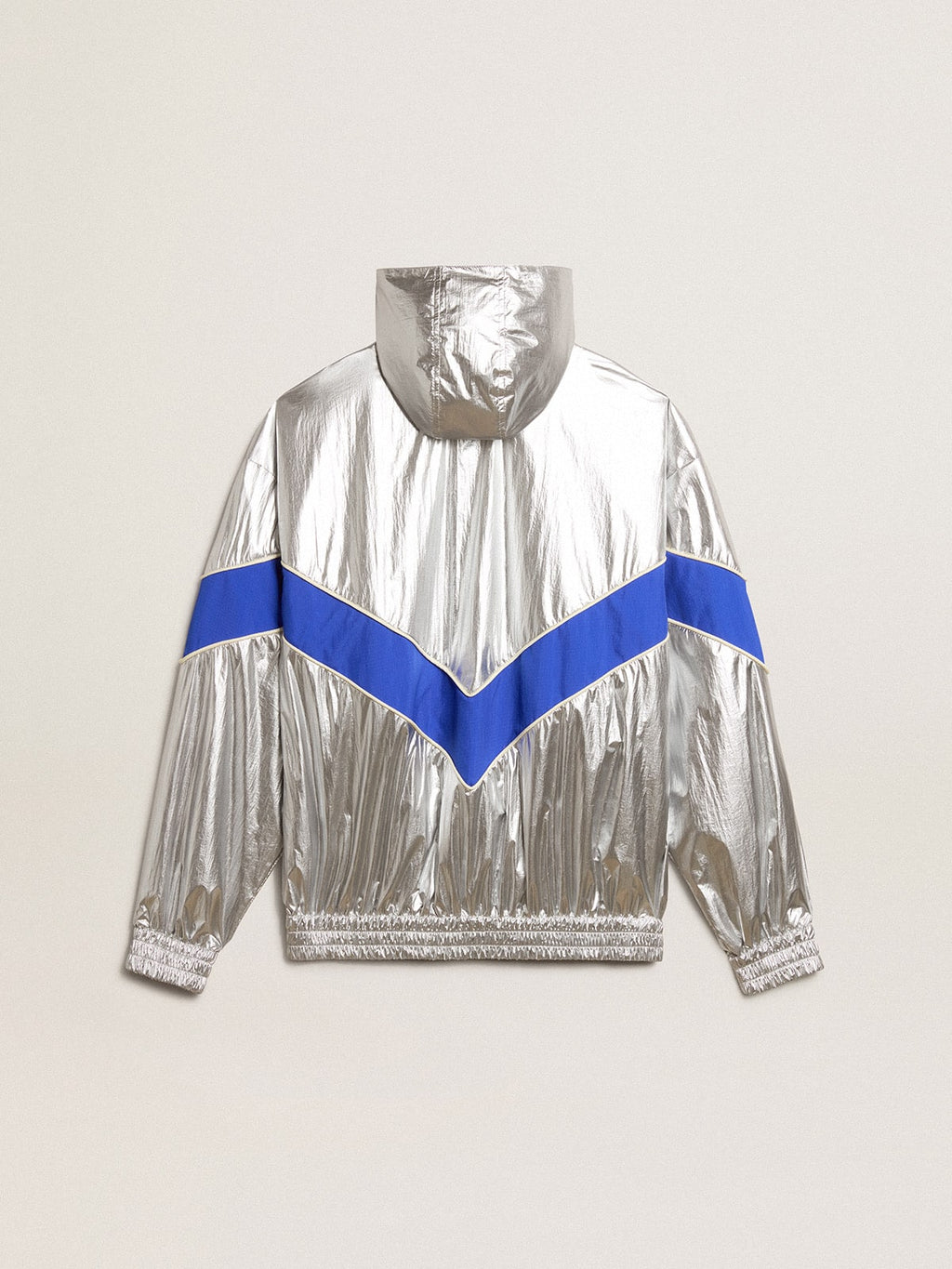 Women's windcheater in silver technical fabric