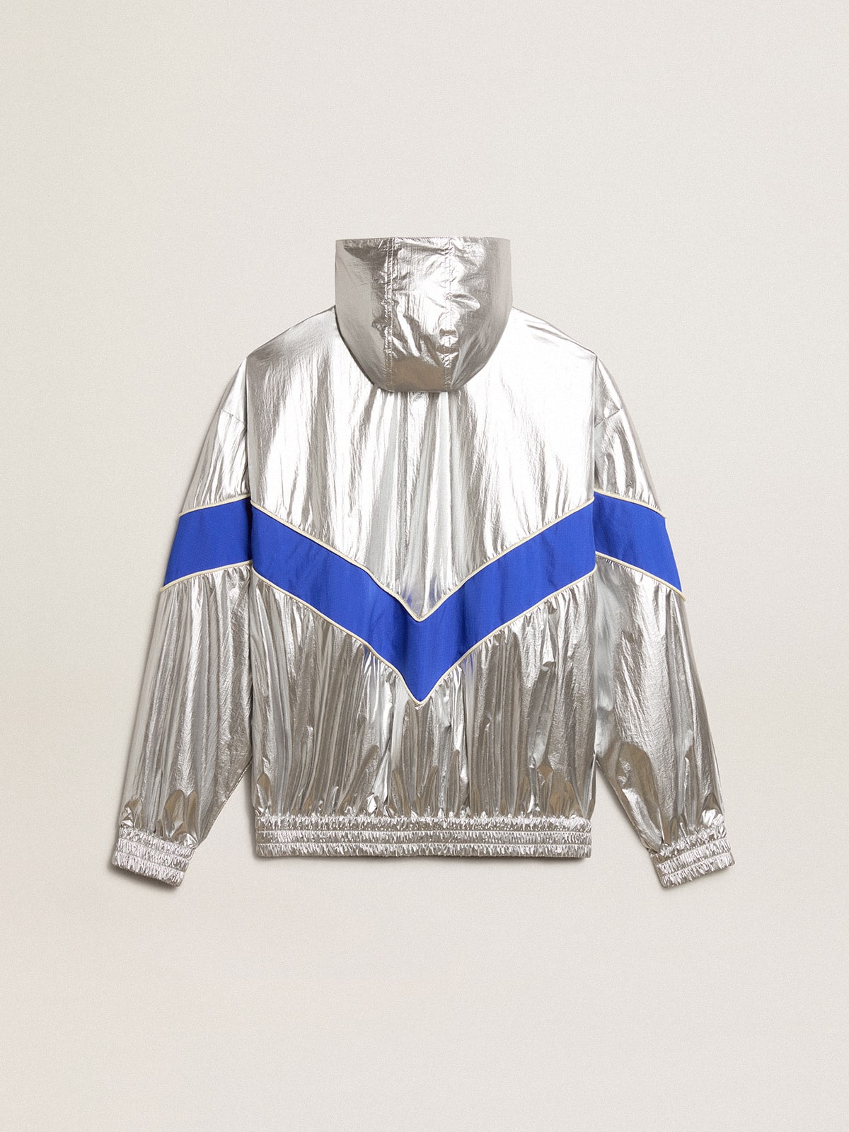Women's windcheater in silver technical fabric