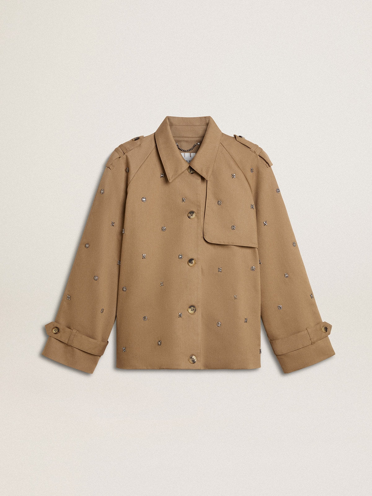 Women's oversized trench coat with crystals