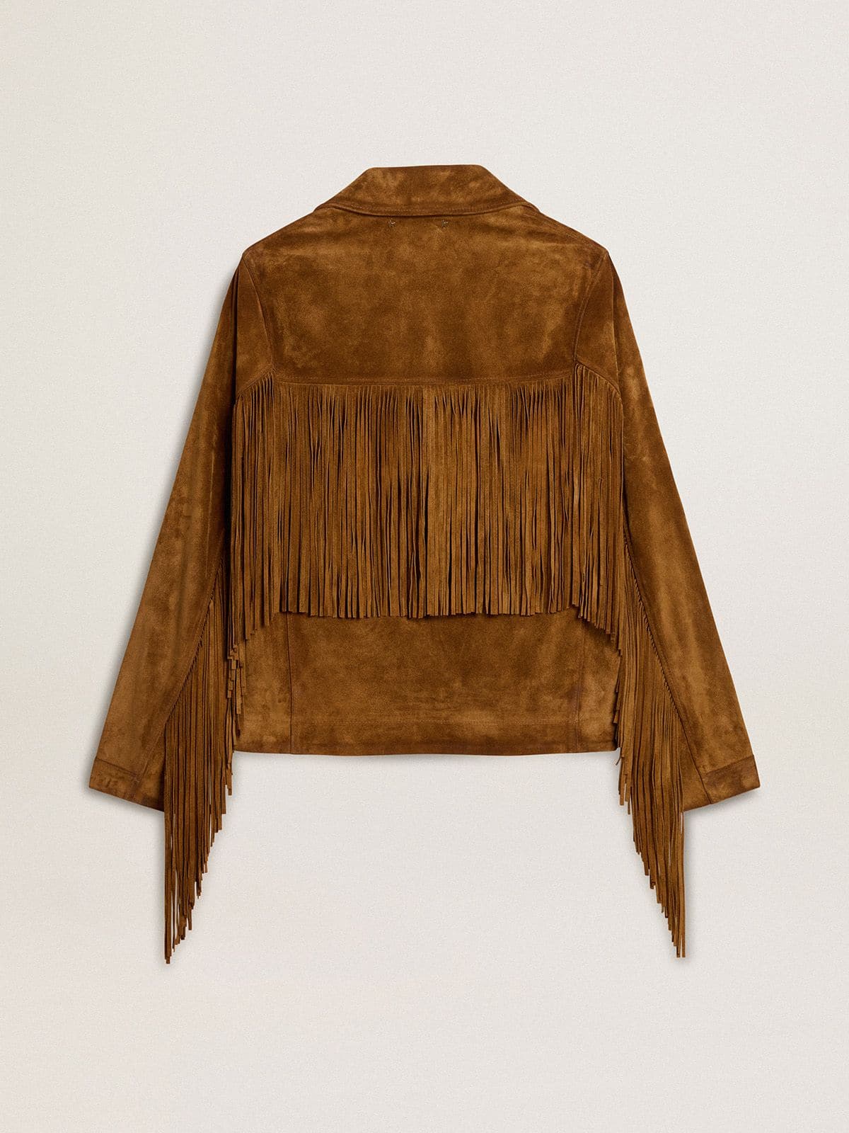 Women's tobacco-colored suede jacket women with fringes