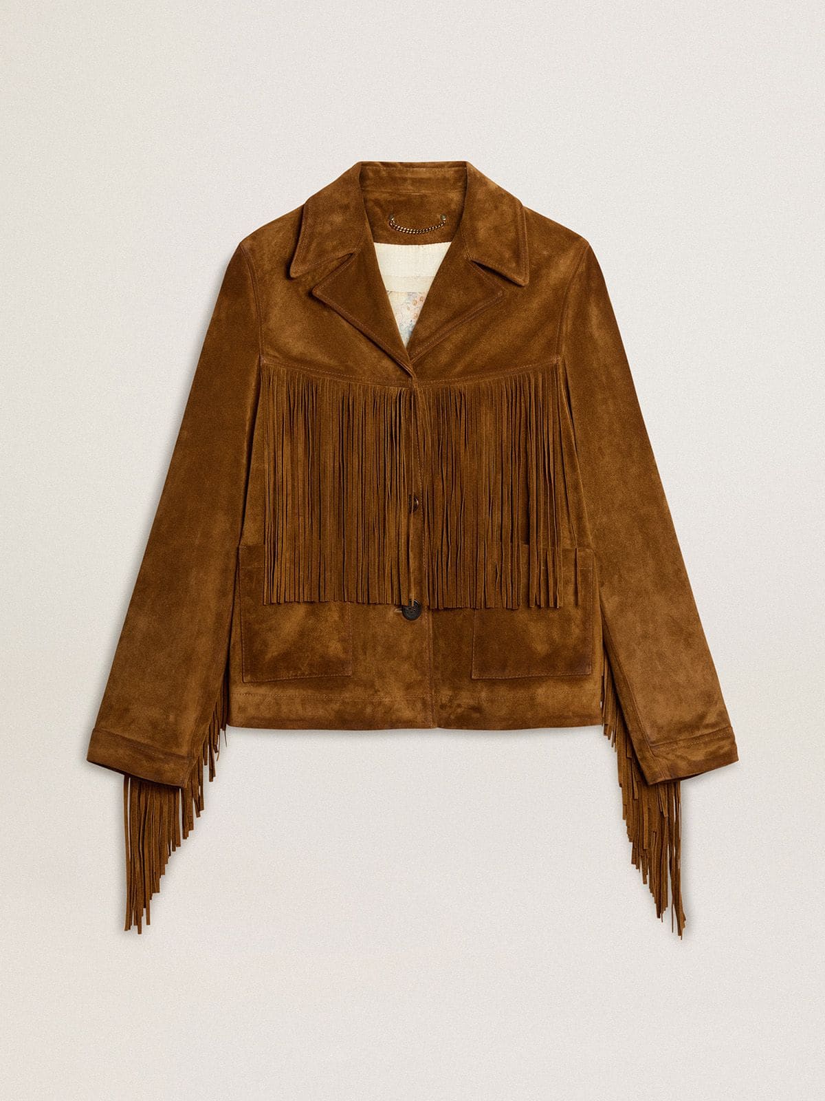 Women's tobacco-colored suede jacket women with fringes