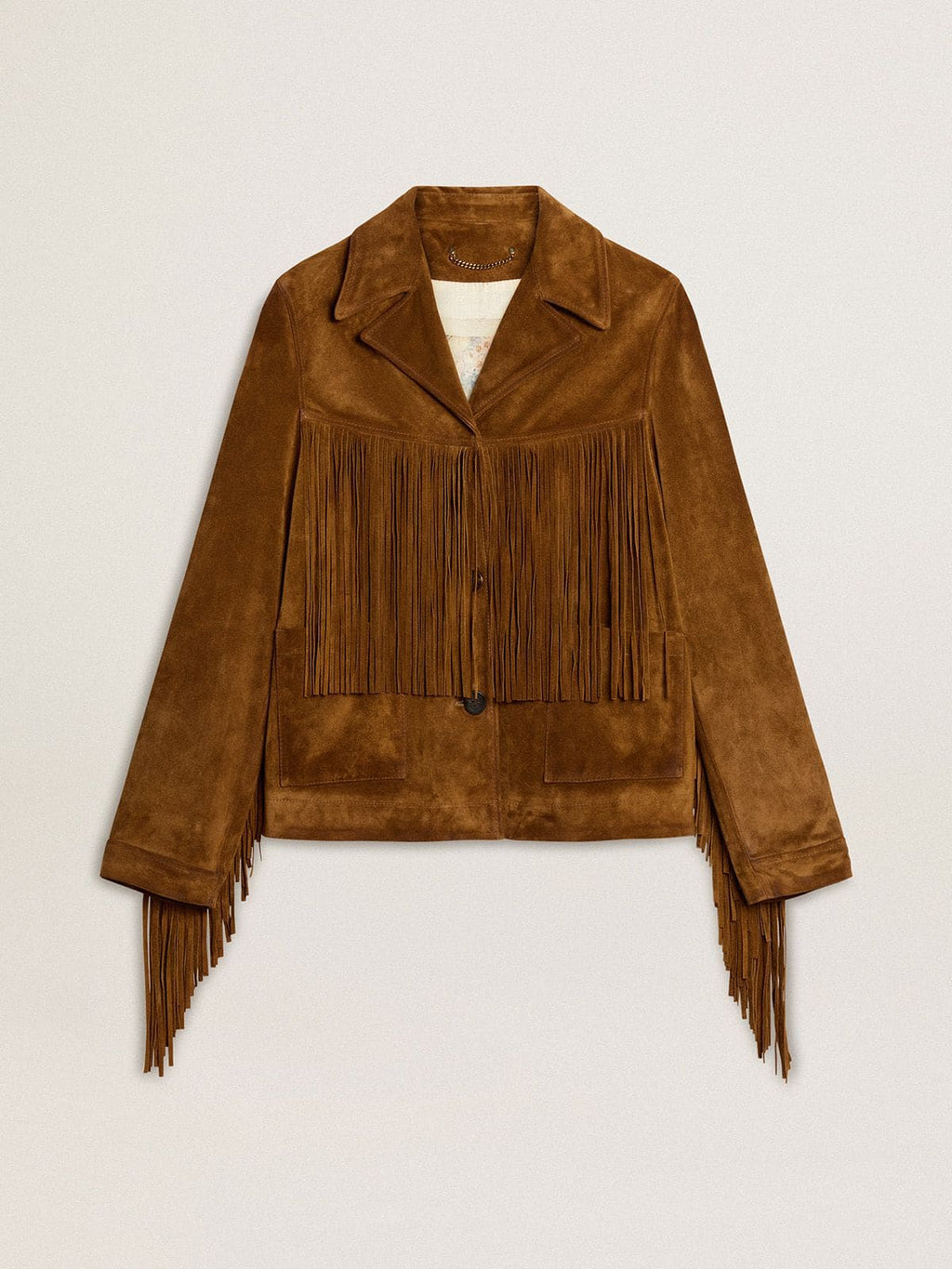 Women's tobacco-colored suede jacket women with fringes
